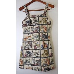 Cat Lover TAPESTRY Mini Dress One Piece Sz Small Shein Novelty Print Coquette
